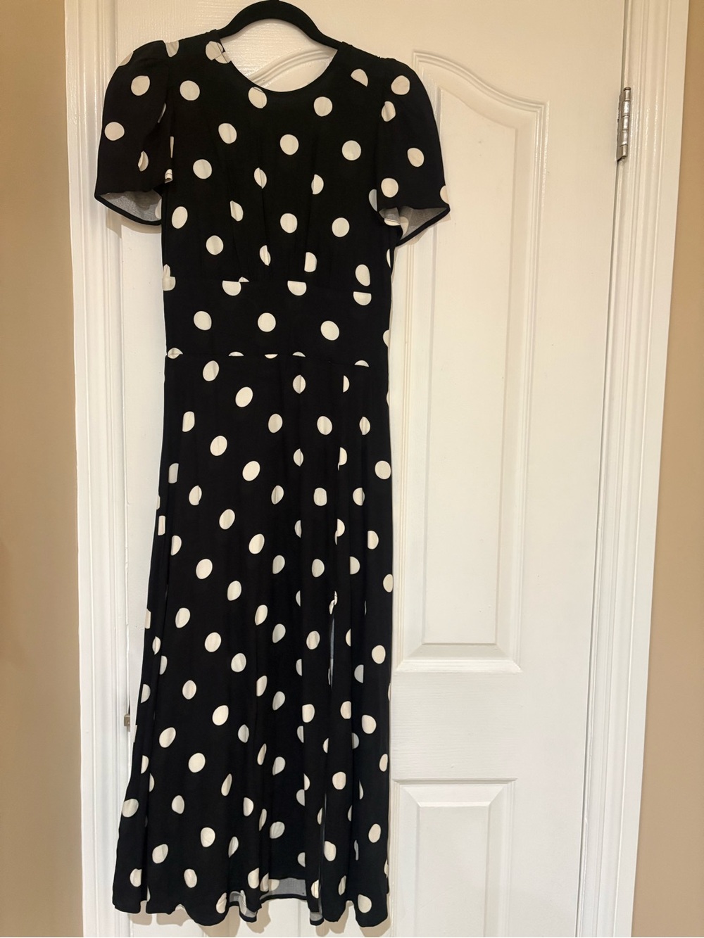 AFRM Black and White Polka Dot Midi Dress